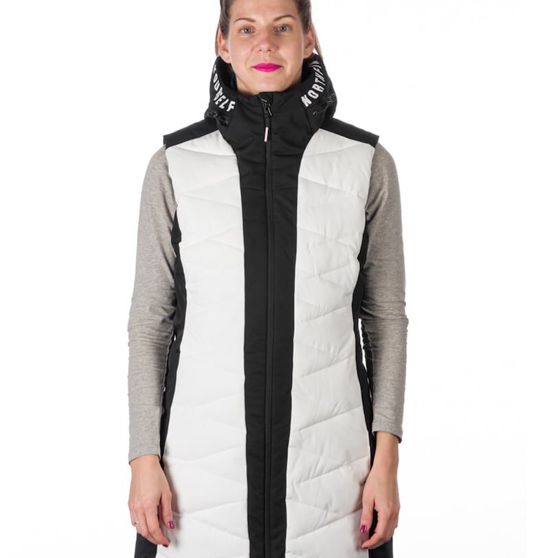 Дълъг ски елек Betty с качулка - Бял/Черен NORTHFINDER