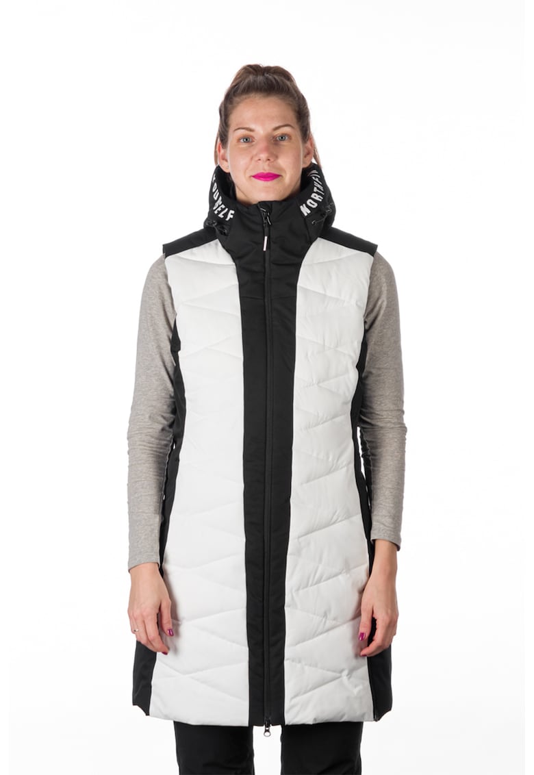 Дълъг ски елек Betty с качулка - Бял/Черен NORTHFINDER