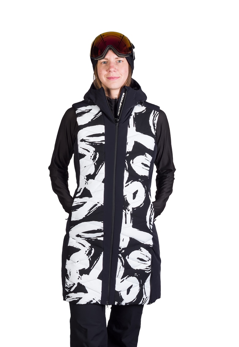 Дълъг ски елек с качулка - Бял/Черен NORTHFINDER