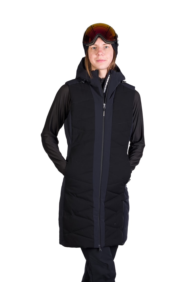 Дълъг ски елек с качулка - Черен NORTHFINDER