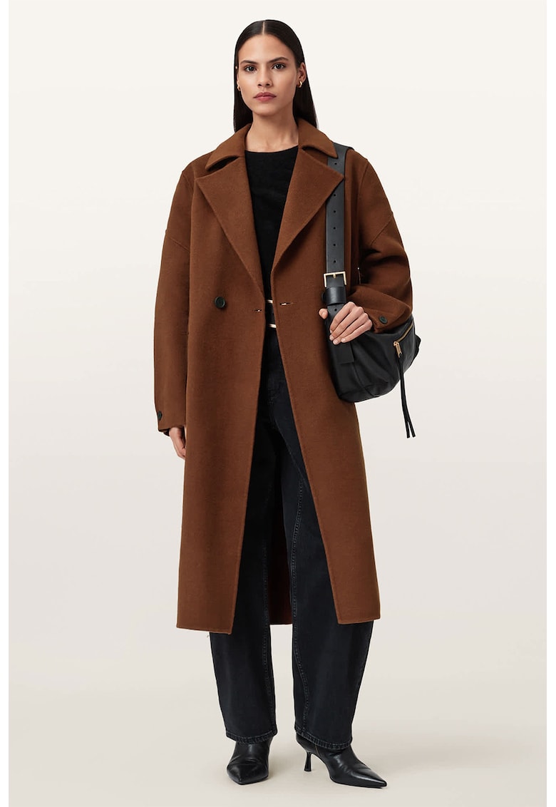 Дълъг тренч Sellma с вълна и копчета - Кафяв AllSaints