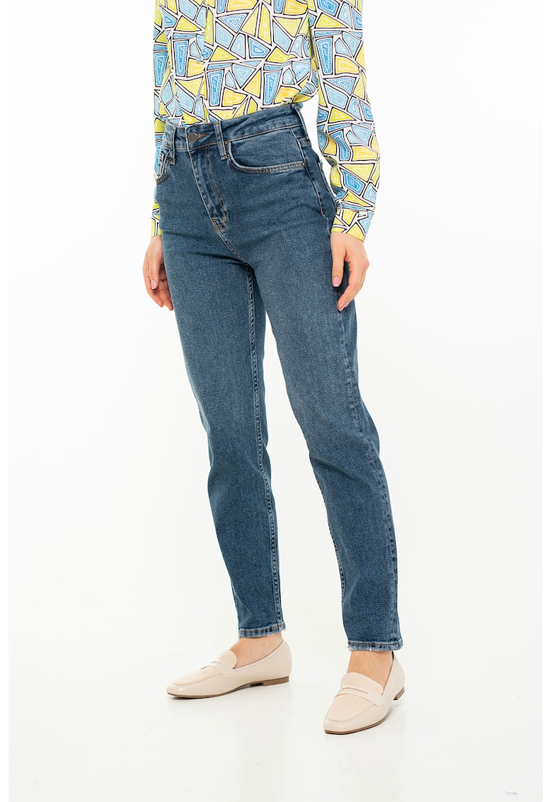 Дънки Flavia тип Mom с висока талия - Петролно синьо Hermosa