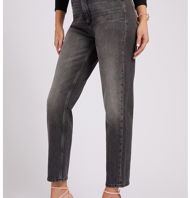 Дънки Mom-Fit със захабен ефект - Антрацитно сиво GUESS