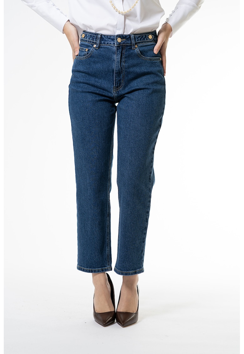 Дънки Mom с висока талия - Тъмносин Hermosa