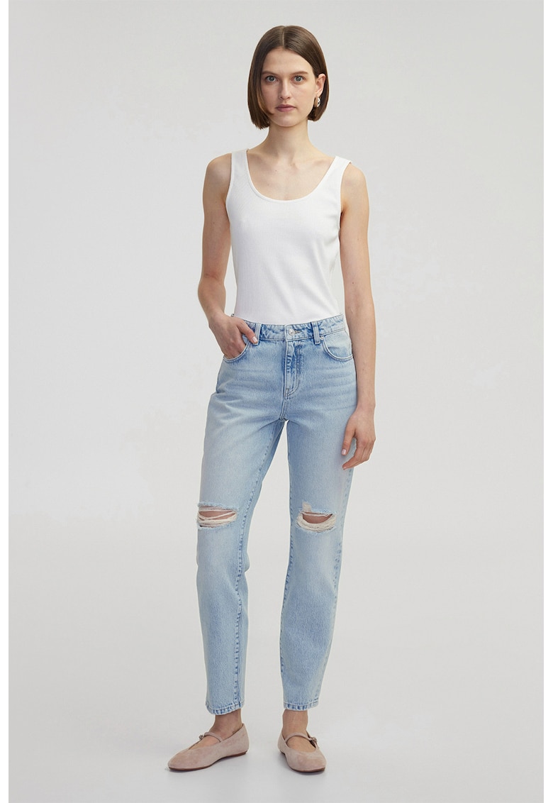 Дънки Mom със захабен ефект - Светлосин Ipekyol