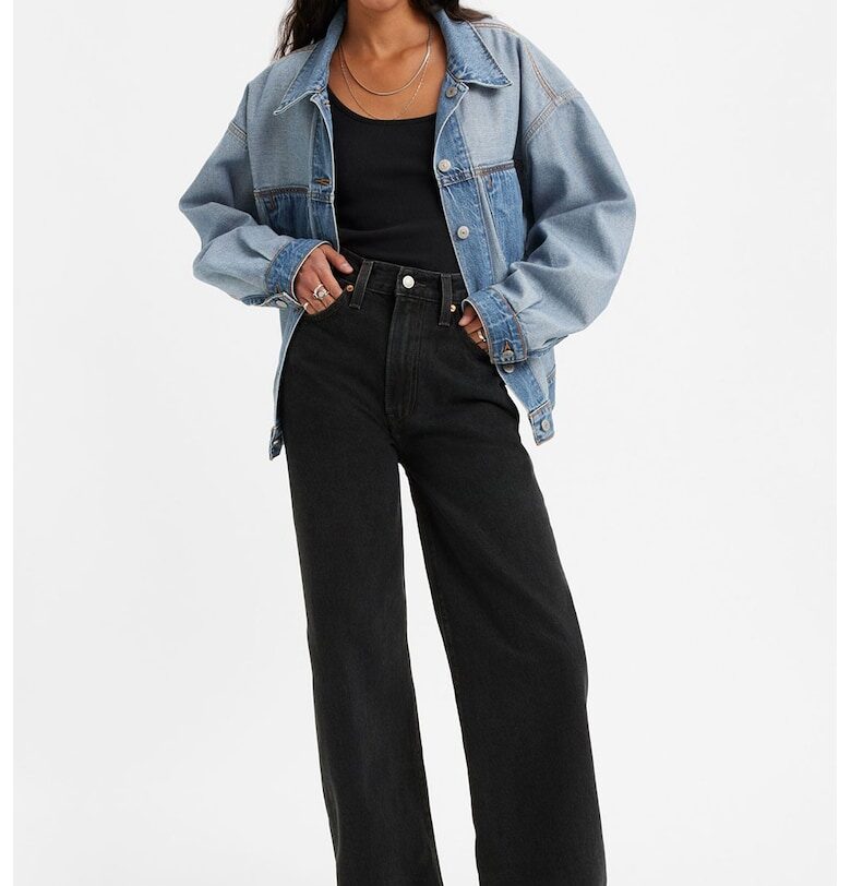 Дънки Ribcage с широк крачол - Черен Levis