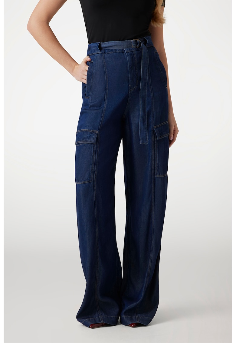 Дънки от лиосел с широк крачол - Тъмносин GUESS