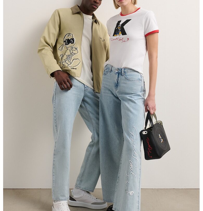 Дънки с висока талия и широк крачол - Ледено синьо Karl Lagerfeld