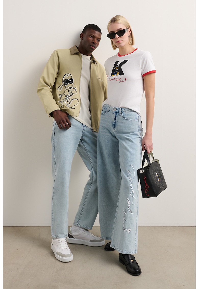 Дънки с висока талия и широк крачол - Ледено синьо Karl Lagerfeld