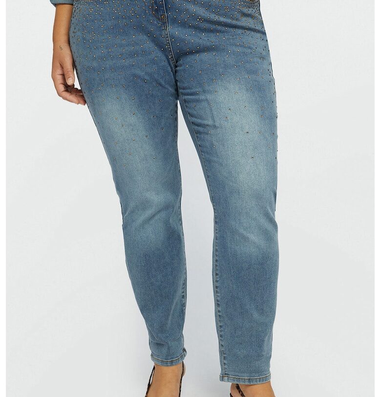 Дънки с декоративни камъни - Прашно синьо Fiorella Rubino