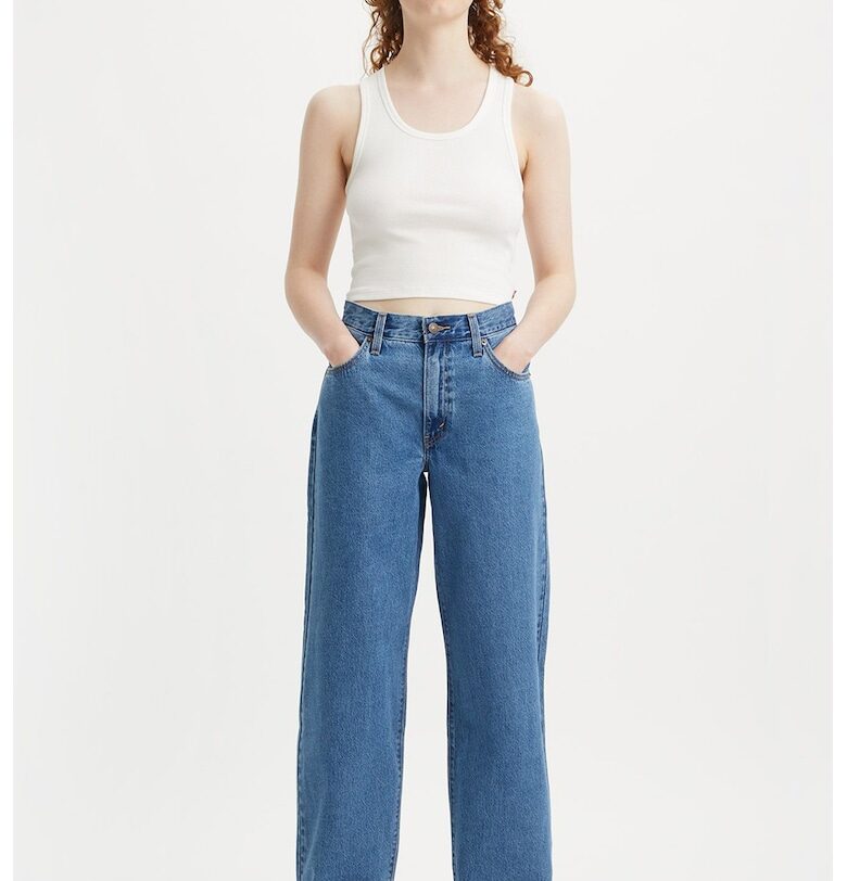 Дънки с лен с широк крачол - Син Levis