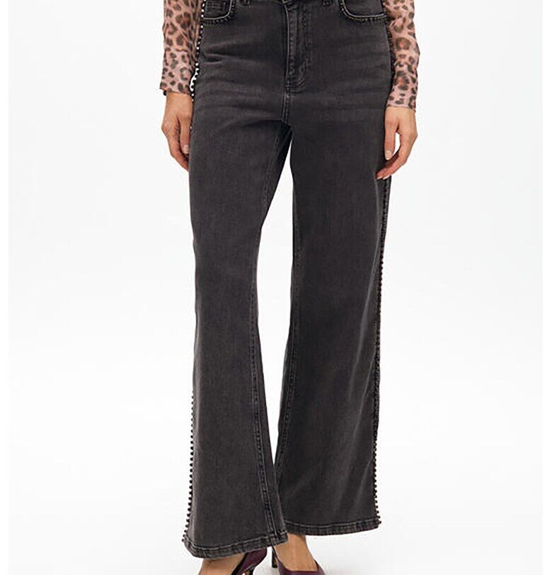 Дънки с лиосел и декоративни камъни - Антрацитно сиво Lola casademunt