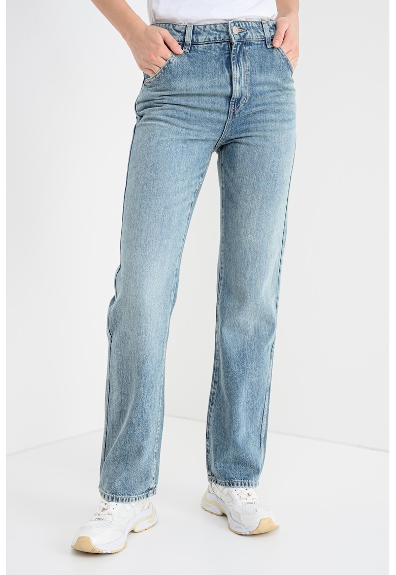 Дънки с лиосел с висока талия - Светлосин BOSS