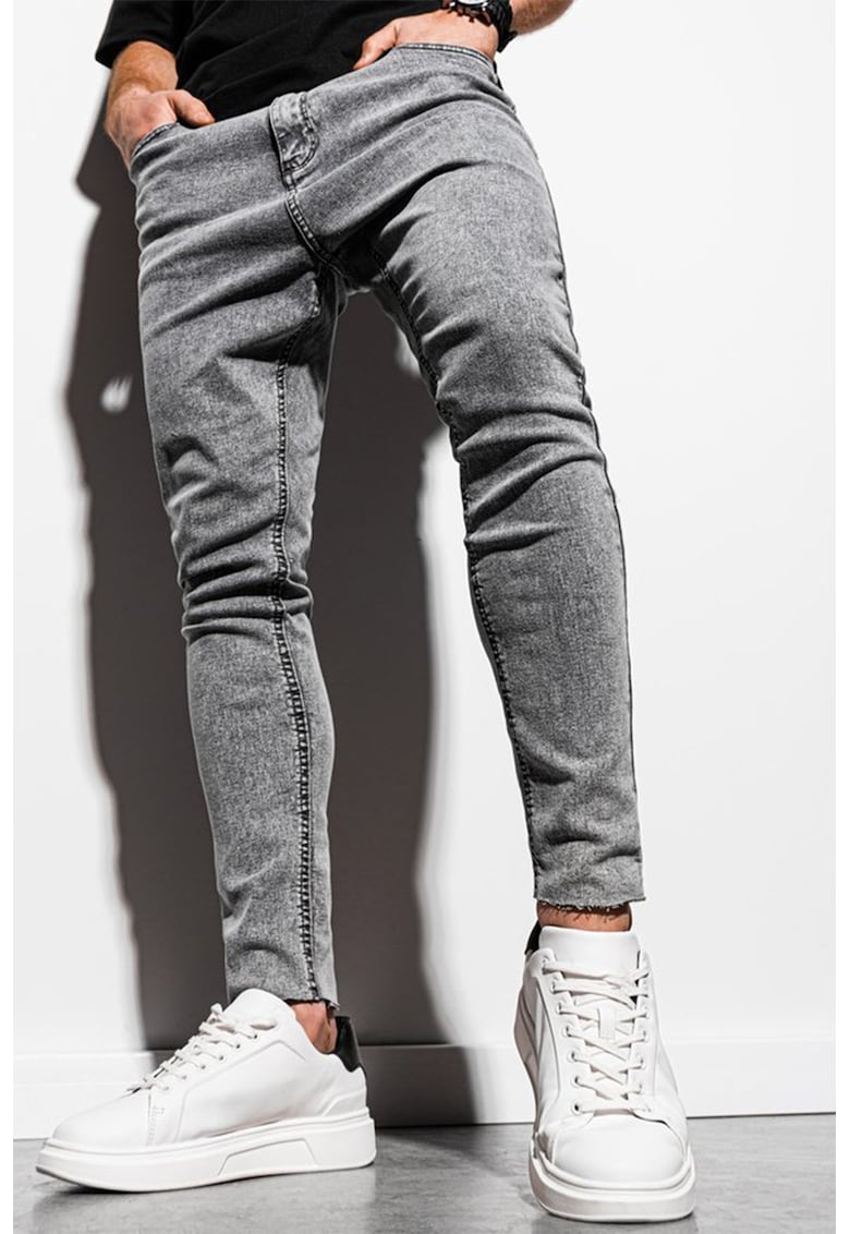 Дънки с незавършени краища - Сив меланж OMBRE