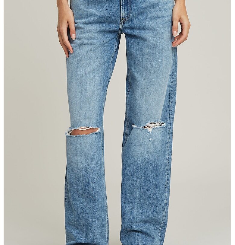 Дънки с органичен памук и протрити зони - Мръснобял/Светлосин G-STAR