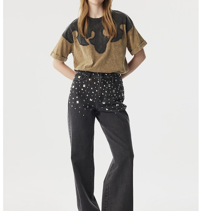 Дънки с пайети - Избеляло черно TWIST