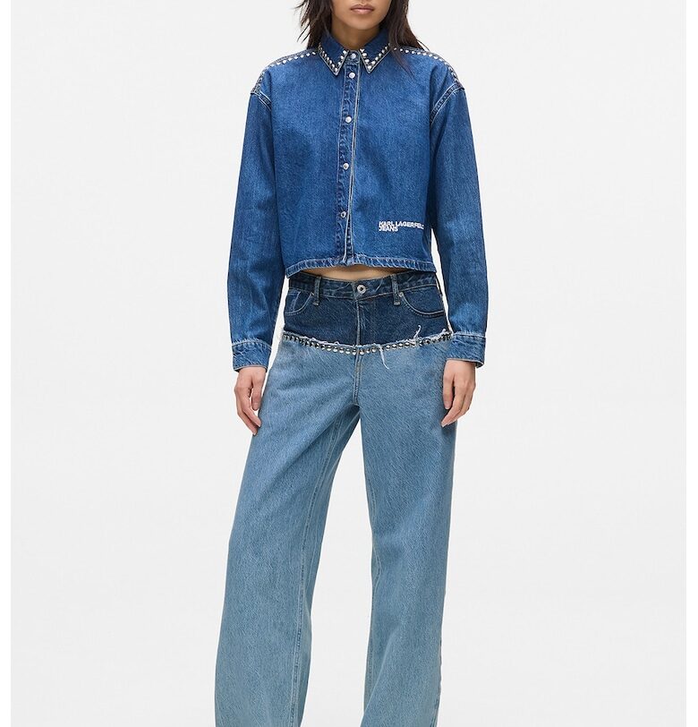 Дънки с памук и контрасти - Светлосин KARL LAGERFELD JEANS