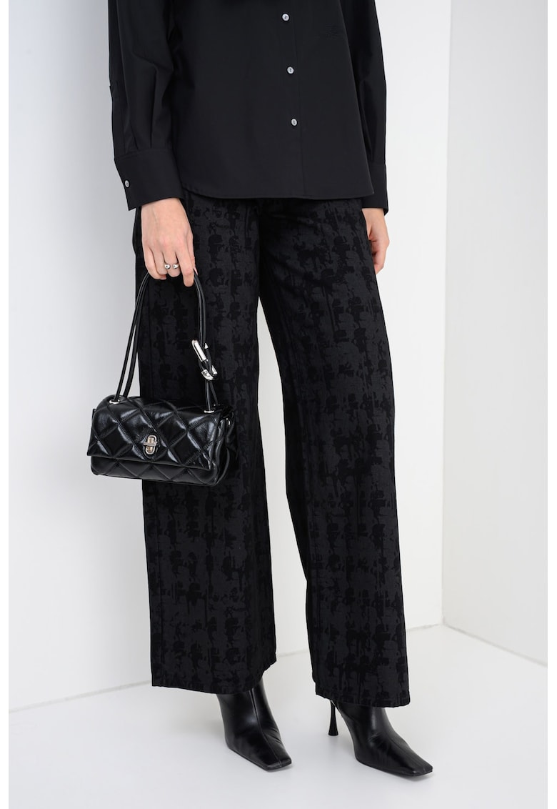 Дънки с принт - Черен/Избеляло черно Karl Lagerfeld