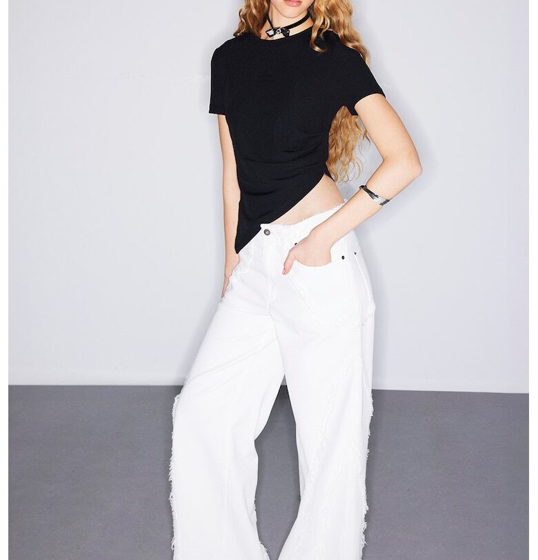 Дънки с широк крачол - Бял TWIST