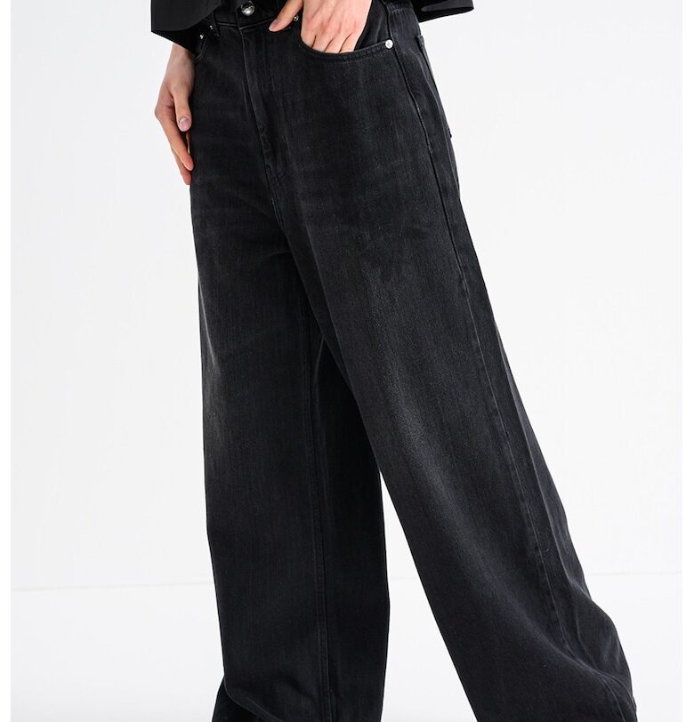 Дънки с широк крачол и висока талия - Избеляло черно GANNI