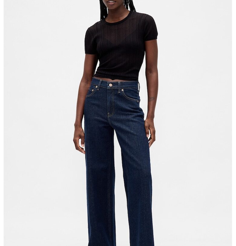 Дънки с широк крачол и висока талия - Ултрамарин синьо GAP