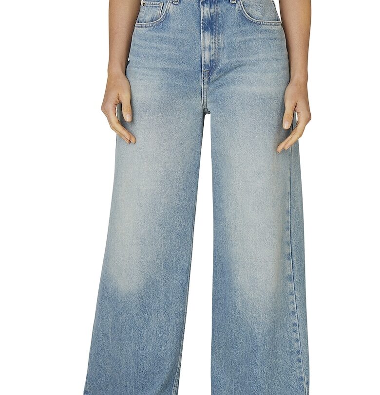 Дънки с широк крачол и захабен ефект - Светлосин Pepe Jeans London