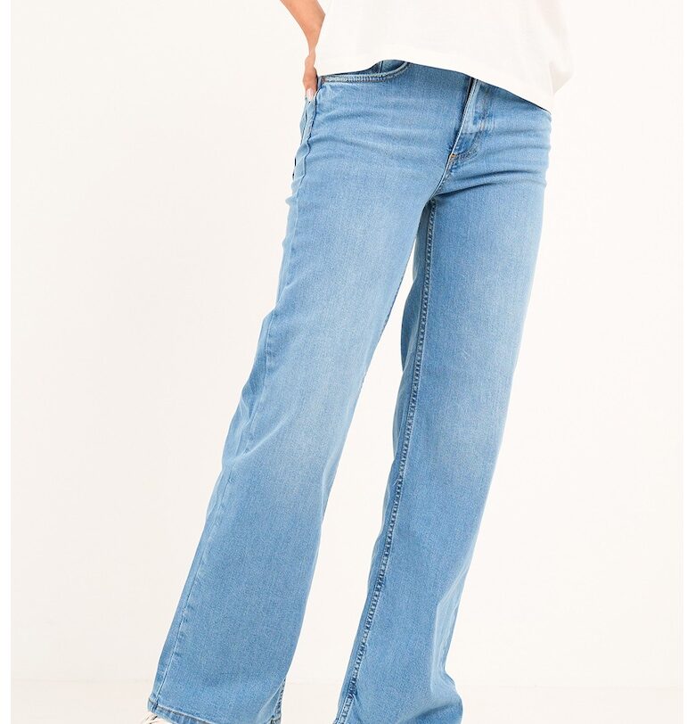 Дънки с широк крачол и захабен ефект - Син Timeout