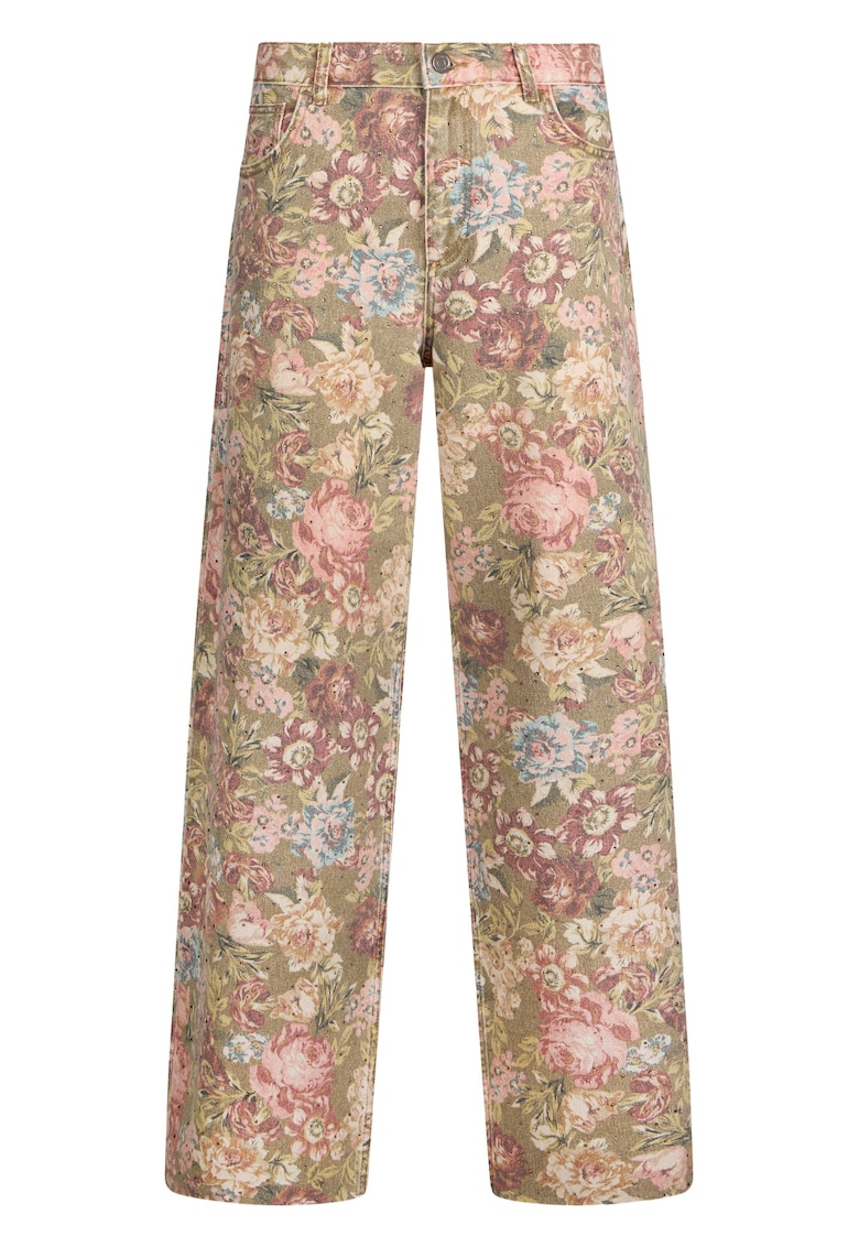 Дънки с широк крачол и принт - Пастелносин/Светлокафяв/Прашно розово Liu Jo