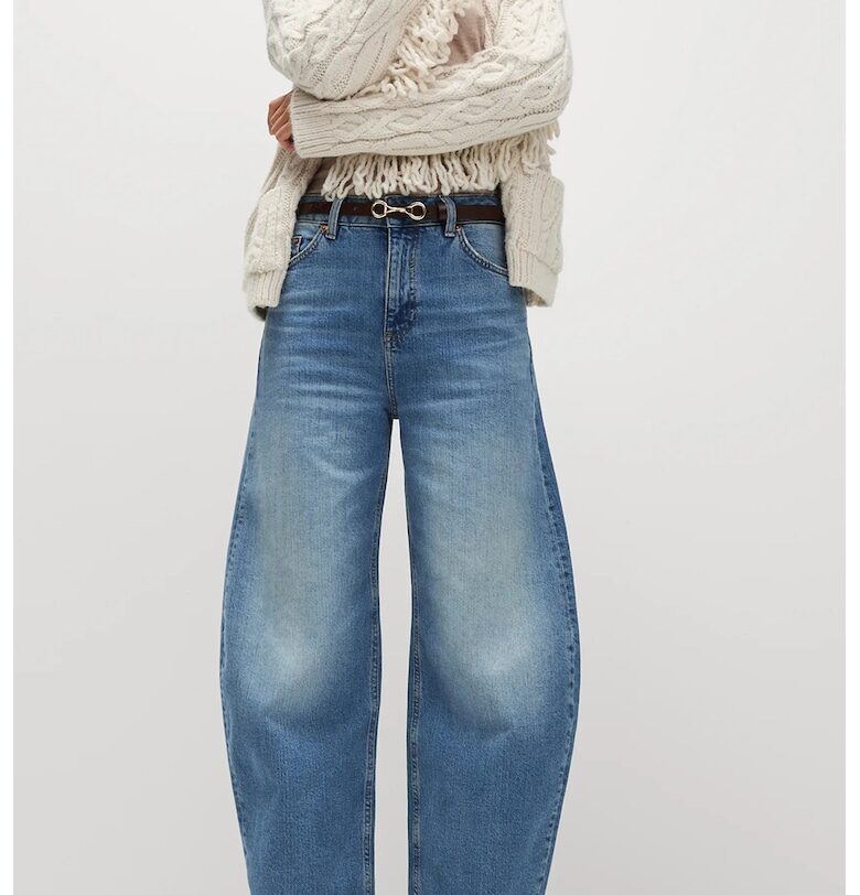 Дънки със свободна кройка - Светлосин меланж Marks  Spencer