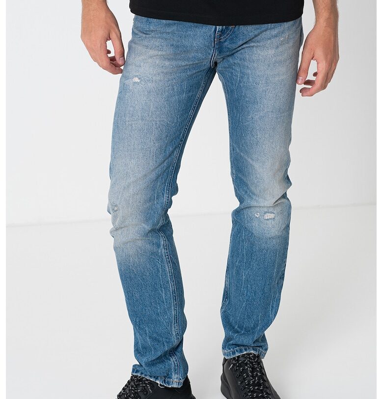 Дънки със средновисока талия и протрити зони - Тъмносин Karl Lagerfeld