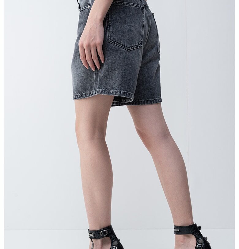 Дънков къс панталон с висока талия - Сив меланж KARL LAGERFELD JEANS