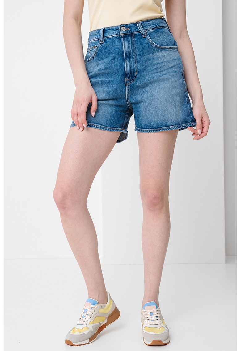 Дънков къс панталон с висока талия - Тъмносин Tommy Jeans