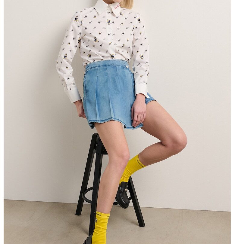 Дънков скорт с джобове - Пастелносин Karl Lagerfeld