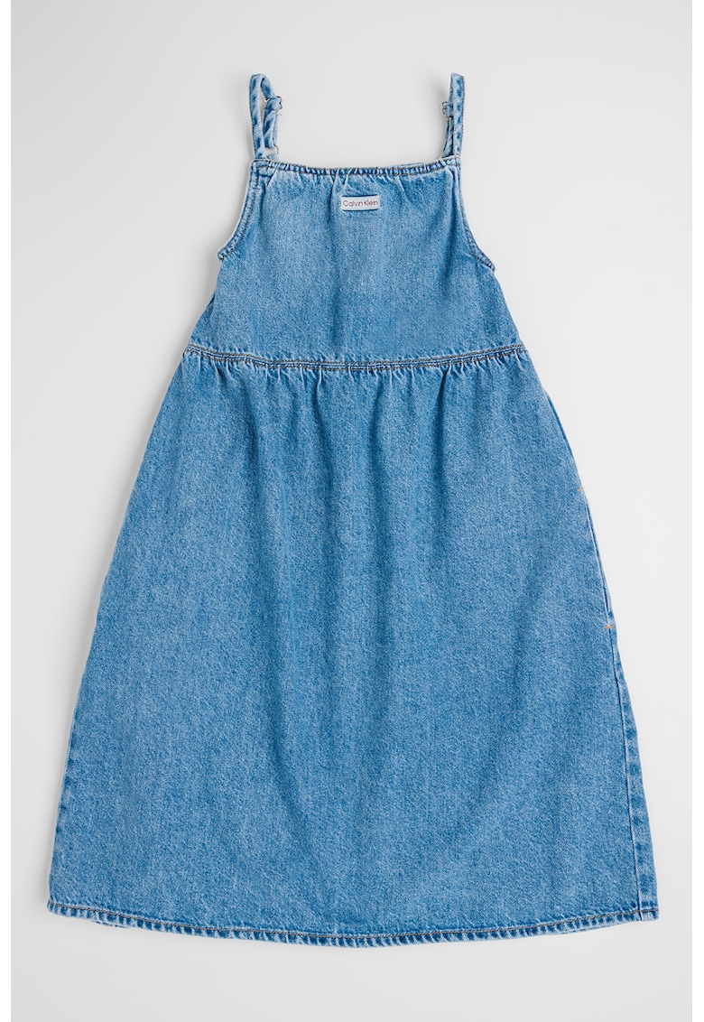 Дънкова разкроена рокля с лиосел - Светлосин CALVIN KLEIN