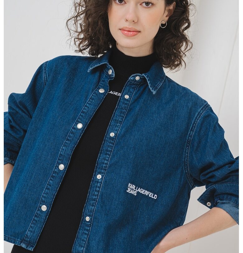 Дънкова риза с капси - Тъмносин KARL LAGERFELD JEANS