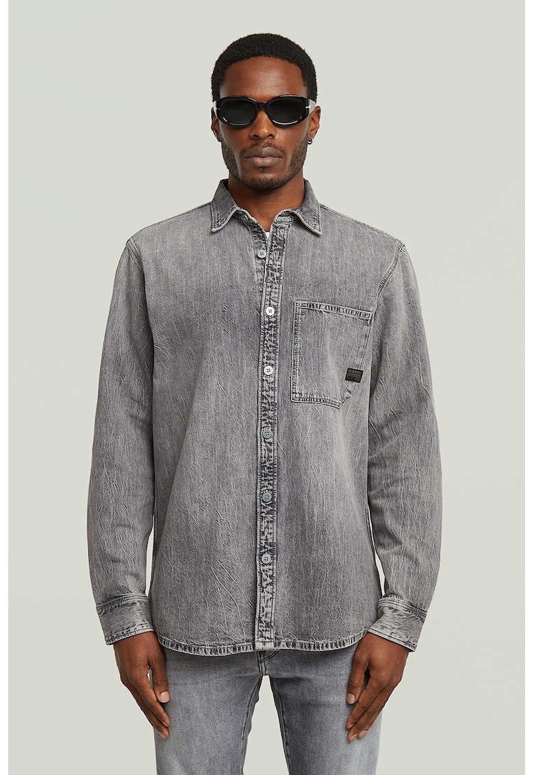 Дънкова риза с остра яка - Светло сив G-STAR