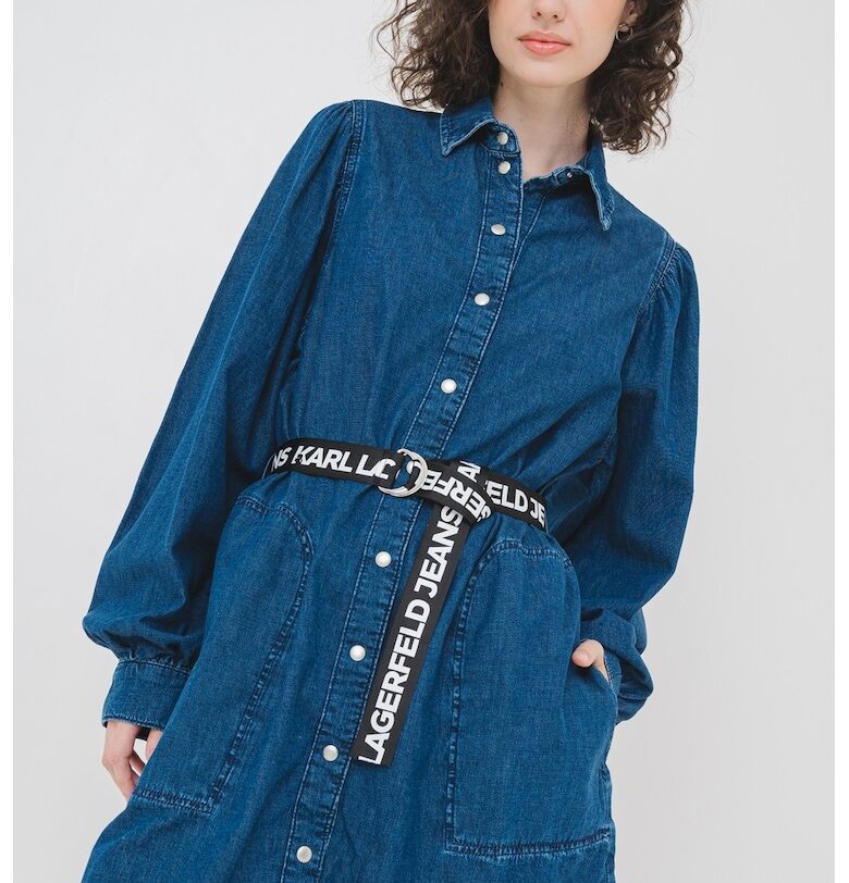 Дънкова рокля-риза с капси - Тъмносин KARL LAGERFELD JEANS