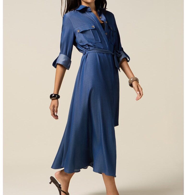 Дънкова рокля с връзка - Тъмносин Oltre