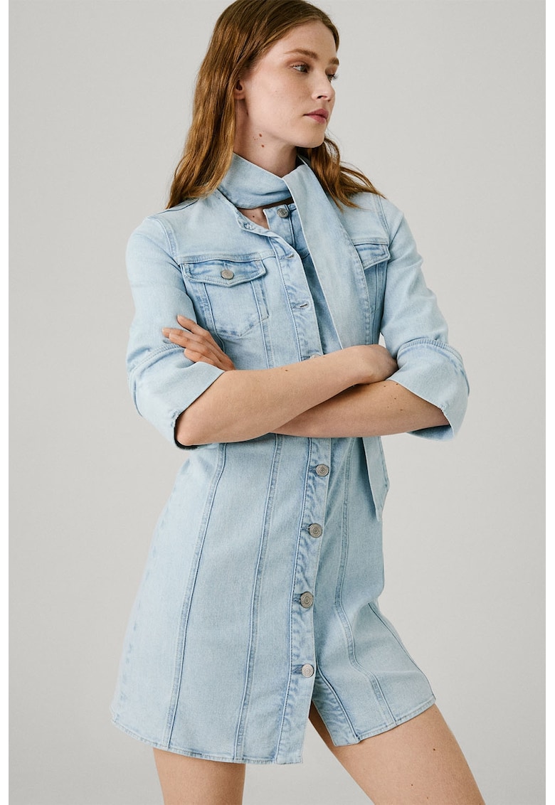 Дънкова рокля с копчета - Светлосин Pepe Jeans London