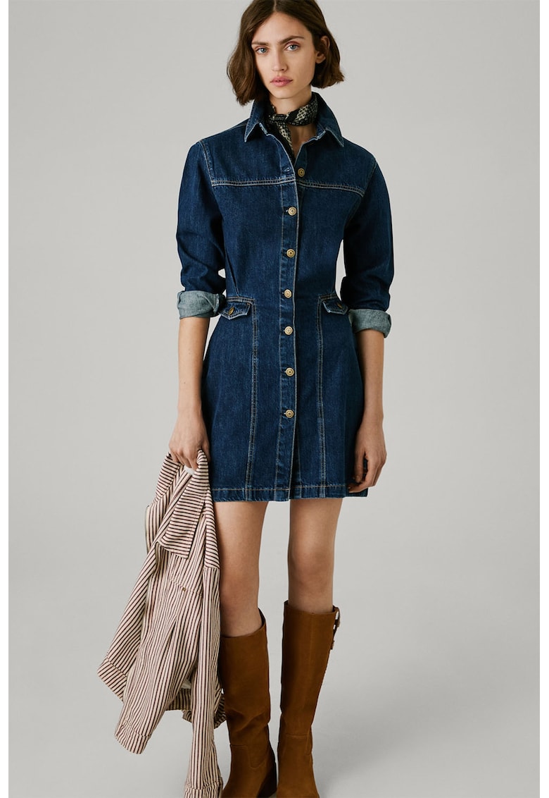 Дънкова рокля с копчета - Тъмносин Pepe Jeans London