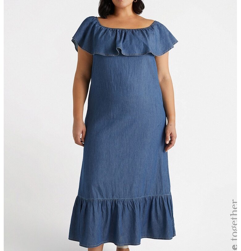 Дънкова рокля с набирания - Прашно синьо Fiorella Rubino