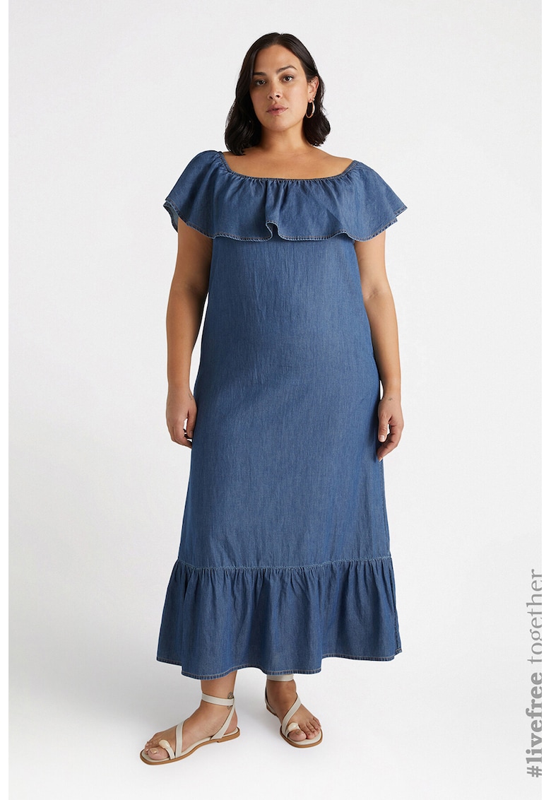 Дънкова рокля с набирания - Прашно синьо Fiorella Rubino