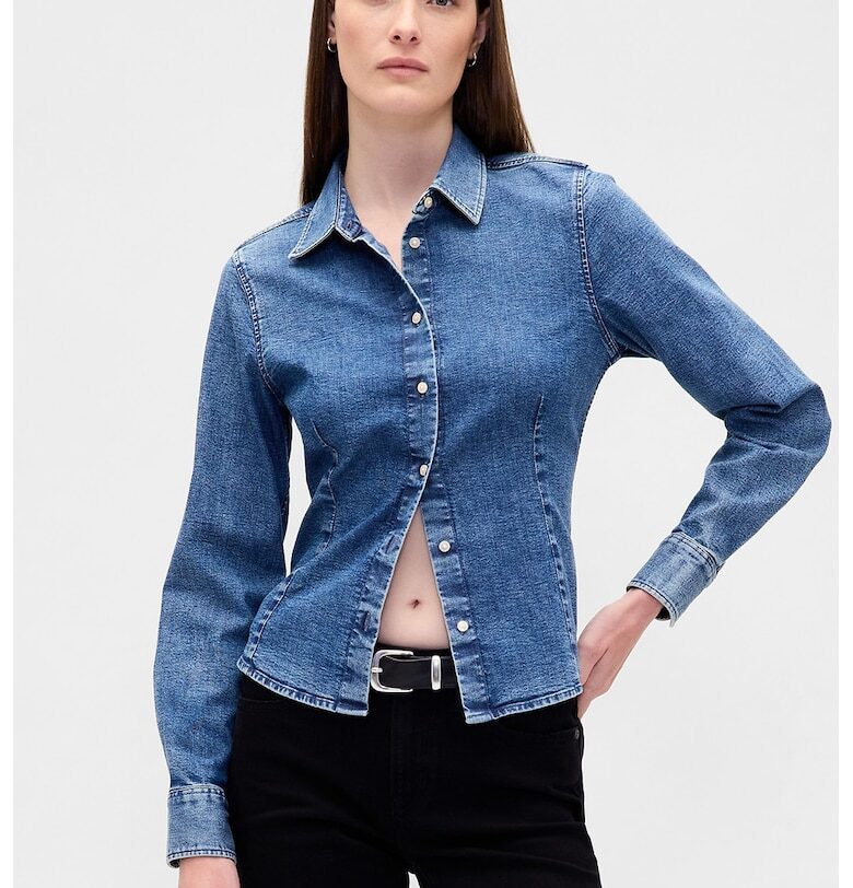 Дънкова слим риза - Петролно синьо GAP