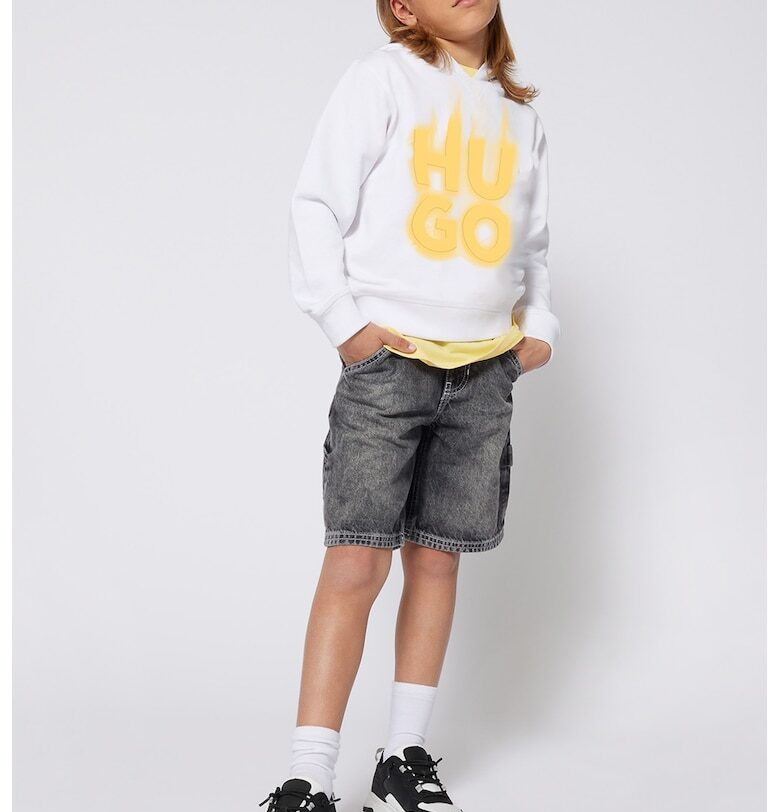 Худи с лого - Сламеножълт/Бял HUGO