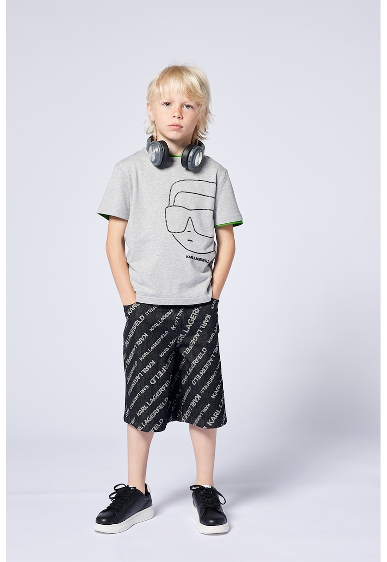 Дънкови бермуди с лого - Сив/Избеляло черно KARL LAGERFELD KIDS