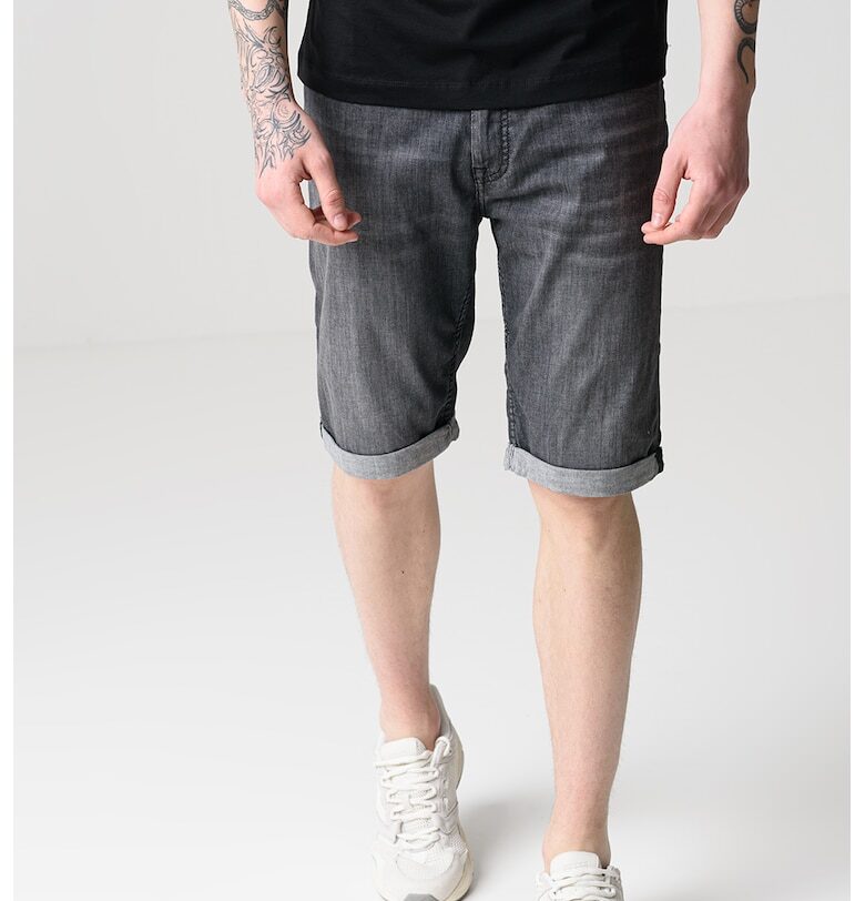 Дънкови бермуди с навит подгъв - Меланж тъмно сиво Karl Lagerfeld