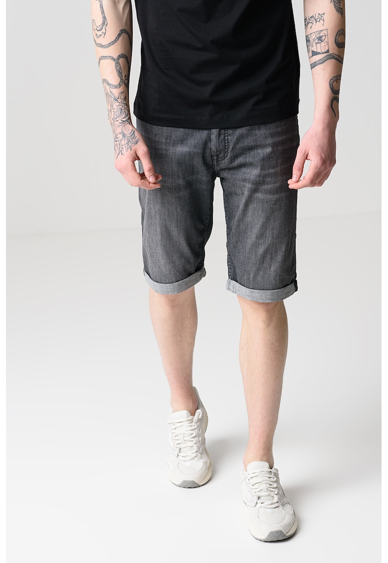 Дънкови бермуди с навит подгъв - Меланж тъмно сиво Karl Lagerfeld