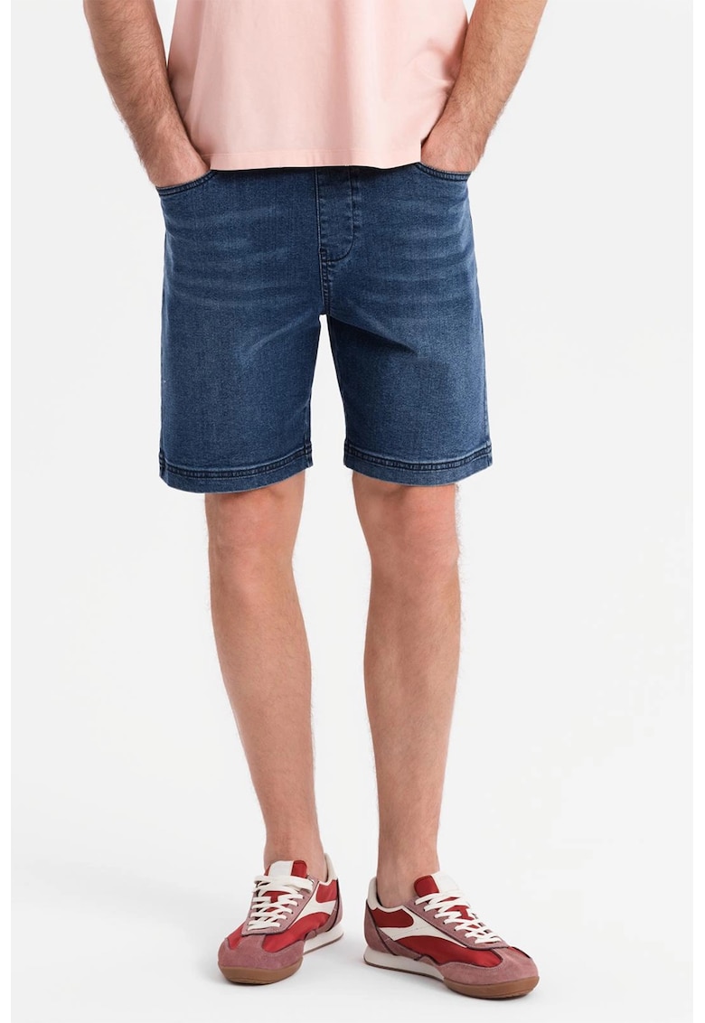 Дънкови бермуди с регулируема талия - Тъмносин OMBRE