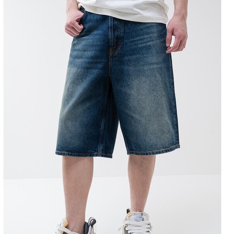 Дънкови бермуди с широк крачол - Тъмносин HUGO