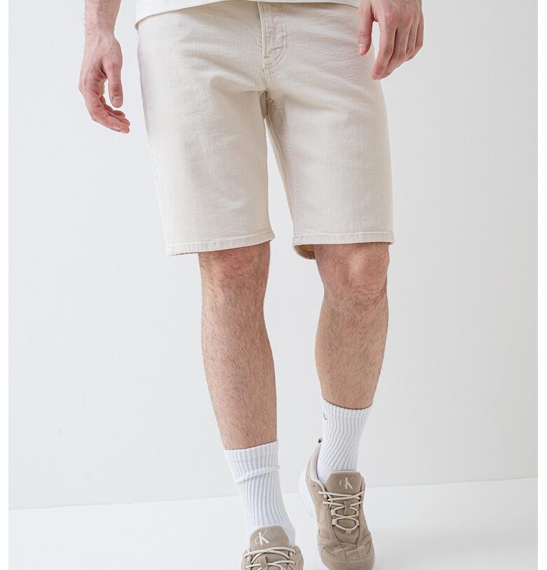 Дънкови бермуди със средна талия - Крем CALVIN KLEIN